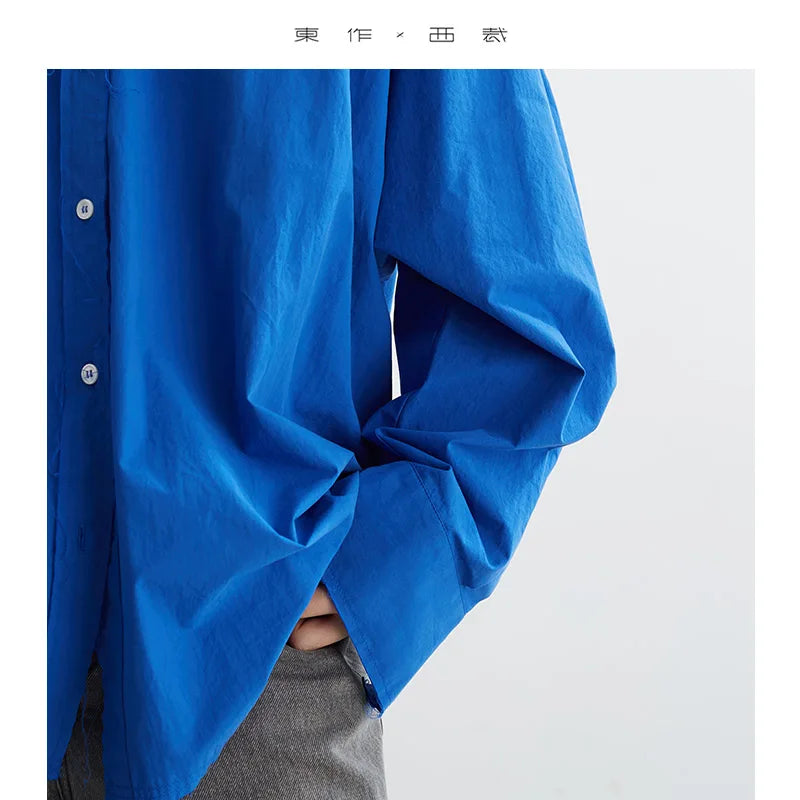 Peacock Blue Color Is Very Age-Reducing~100% Cotton Women's Loose Casual Shirt Long-Sleeved Double-Layer Collar Fringed Top 2025 Autumn and Winter New Style