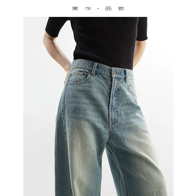 A Must-Have for Pear-Shaped Figures~ High-Waisted Slimming and Leg-Lengthening Casual Jeans, Cotton and Linen Wide-Leg Pants That Cover the Body, New for Autumn and Winter 2025