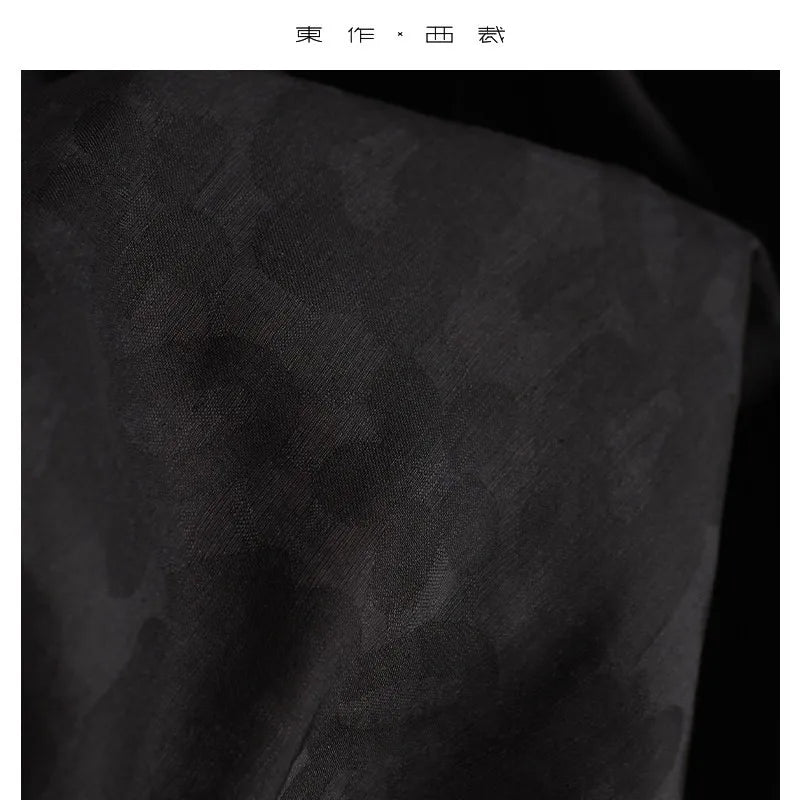 New Chinese Style~Black Floral Bud Skirt, Silk and Linen Jacquard Skirt, 2026 Spring and Summer New Style