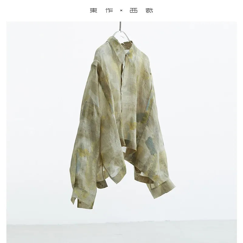 Designer Style~Bohemian Style Shirt 100% Ramie Shirt Women's Sun Protection Clothing New Summer Style