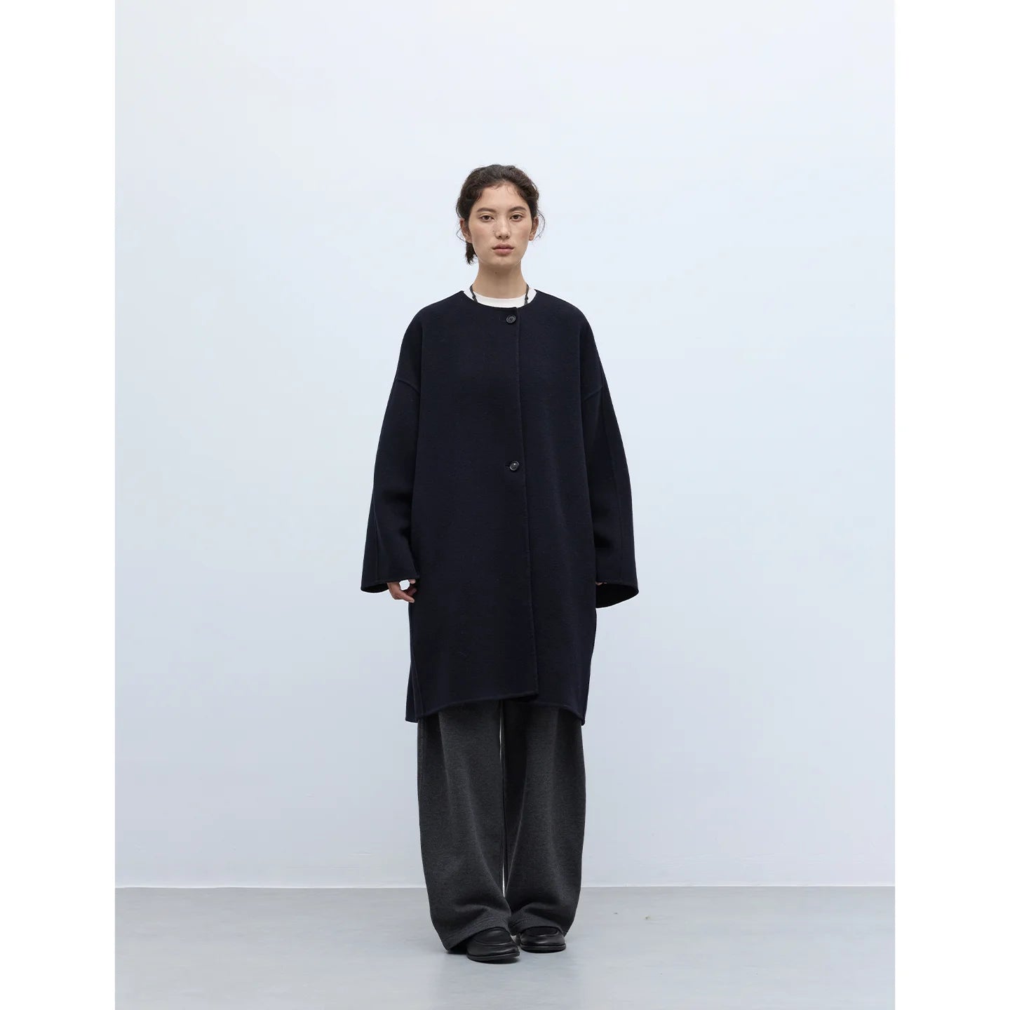 Handmade Double-Sided Woolen Coat~ 100% Wool Women's Round-Neck Loose Mid-Length Coat for Winter