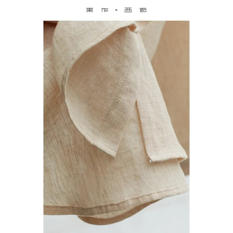 Relaxed Artistic Style ~ 2025 Summer Women's 100% Linen Shirt Loose Sun Protection Long-Sleeved Top