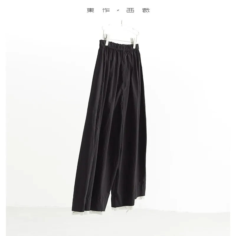 Color-Blocked Wide-Leg Pants, Cropped Pants for Women, Loose Plus-Size Pants, New Arrivals for Spring/Summer 2026