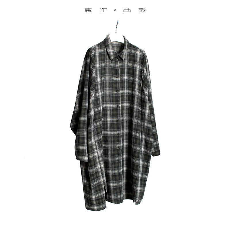 Plus-Size Plaid Shirt Casual Loose Top 2025 Autumn and Winter New Design Niche Shirt Dress