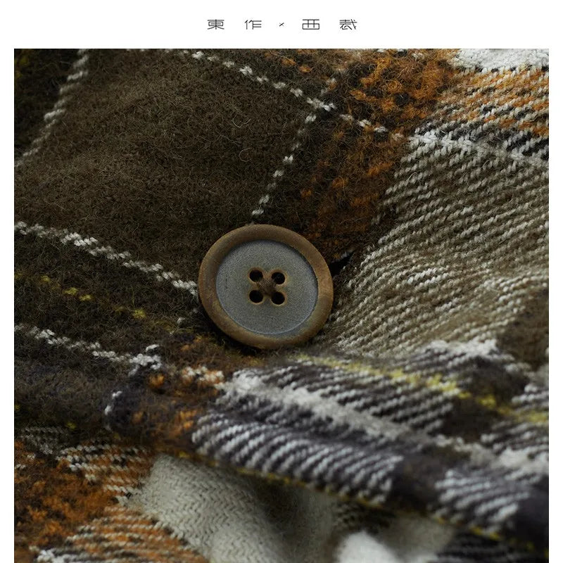 Same Style for Men and Women ~ New Autumn and Winter Wool Plaid Shirt, Women's Retro High-End Woolen Jacket