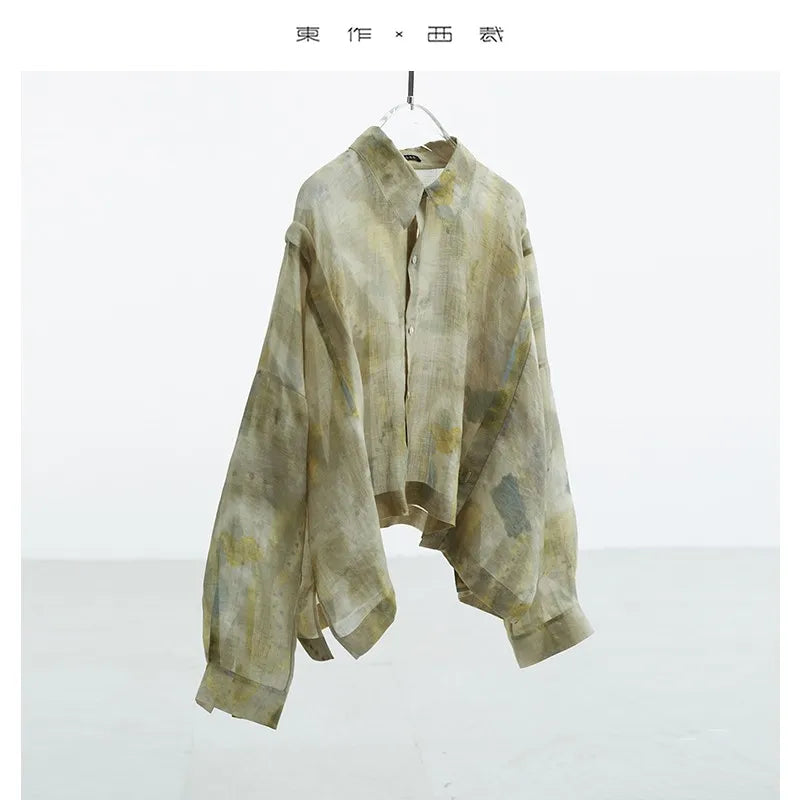 Designer Style~Bohemian Style Shirt 100% Ramie Shirt Women's Sun Protection Clothing New Summer Style