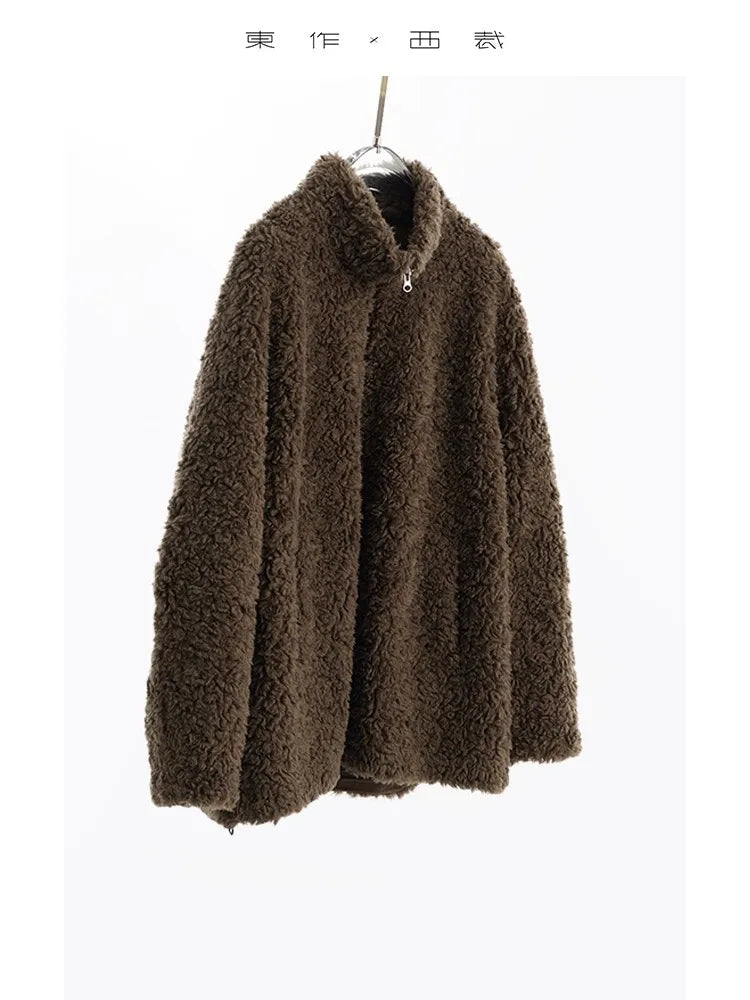 100% Wool~ Women's Looped Wool Warm Coat, Faux Fur Jacket, New Autumn/Winter 2025 Collection