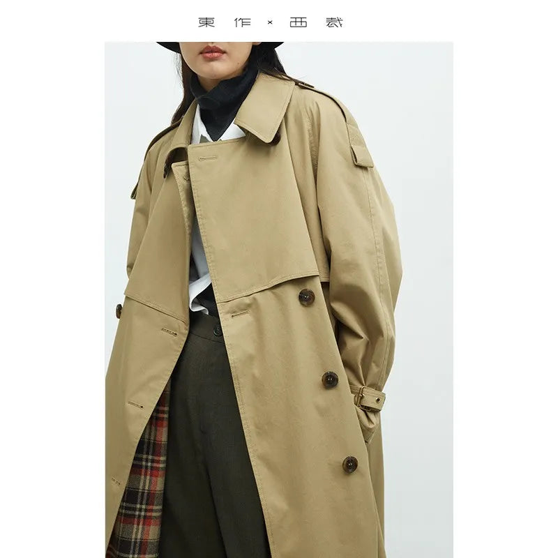 Classic Khaki Color~ Padded Thickened Trench Coat, Mid-Length British Style Jacket for Women, Fall/Winter 2025
