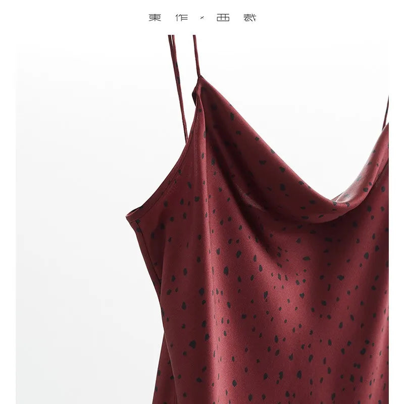 100% Mulberry Silk ~ Sleeveless Camisole ~ Bias-Cut Draped Neckline Design Tank Top