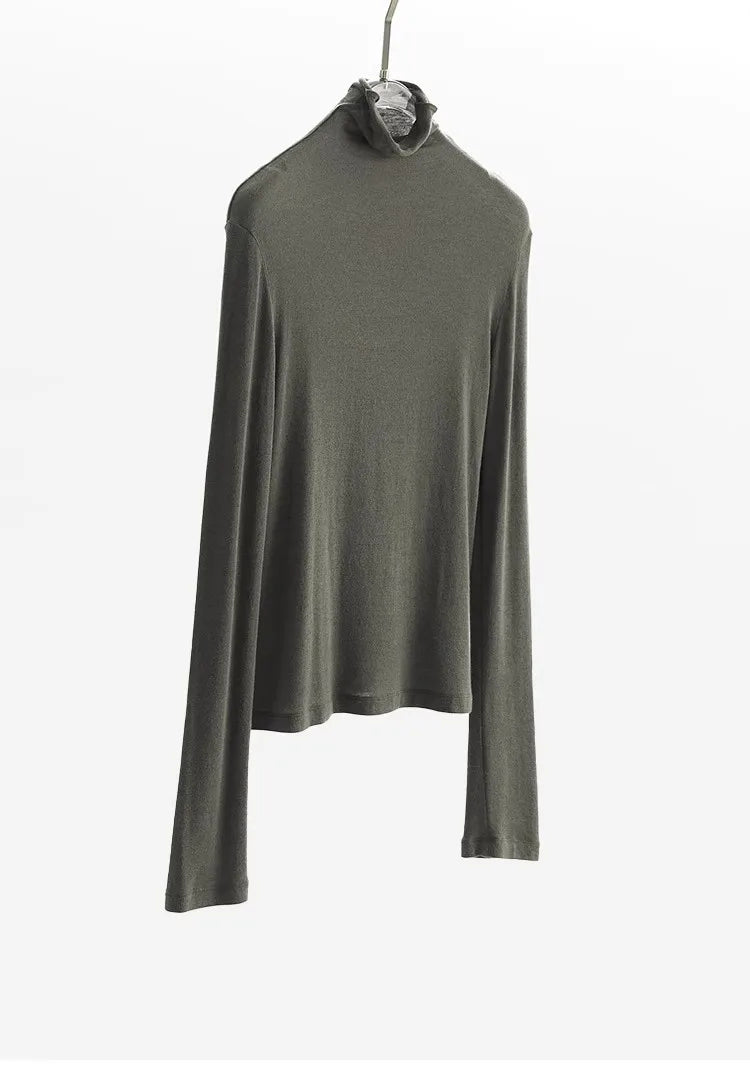 Pile-Neck T-Shirt ~ Wool-Blend Stretchy Slim-Fit Pullover, Warm and Slim-Fitting Women's Base Layer, New Autumn 2025 Collection