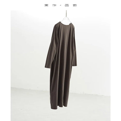 100% Pure Cotton Long-Sleeved Dress for Women 2026 Spring New Trendy Loose Long Dress