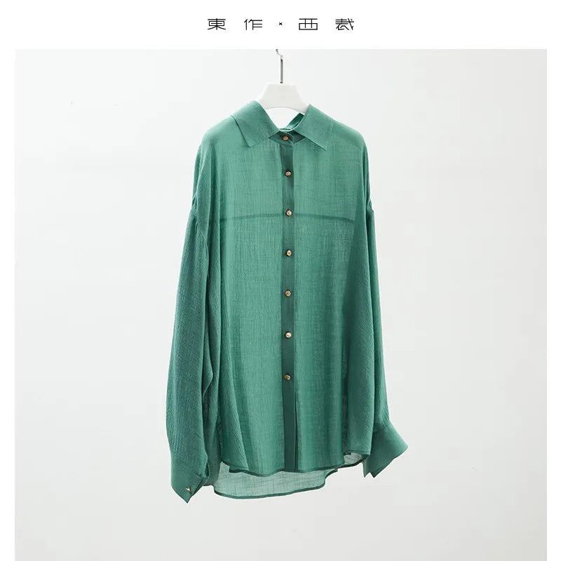 Designed High-Quality Loose and Slim Women's Shirts, Light and Breathable Long-Sleeved Drape Tops