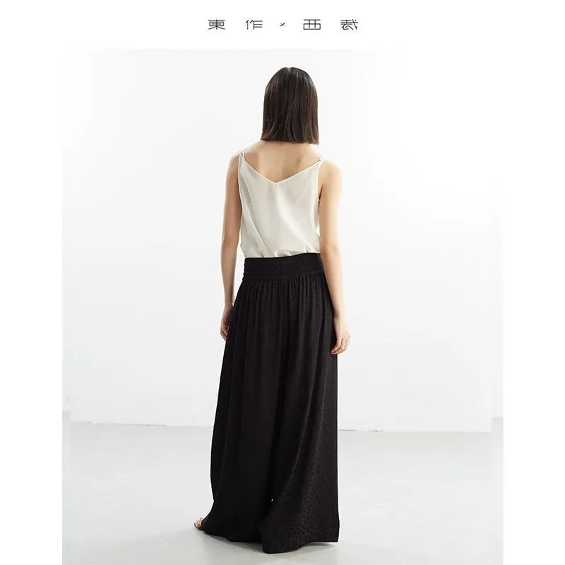 Jacquard Wide-Leg Pants Black Polka Dot Long Pants Women's Loose Pants Summer New Style