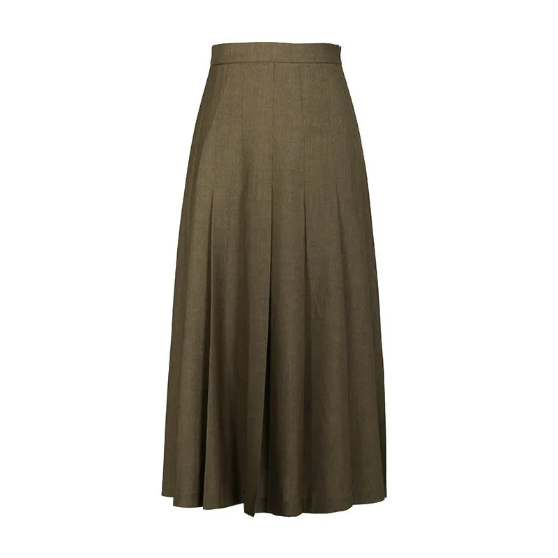 Autumn Suit Skirt for Women, French High-Waisted Pleated Skirt, Slimming, Workwear, College Style Long Skirt