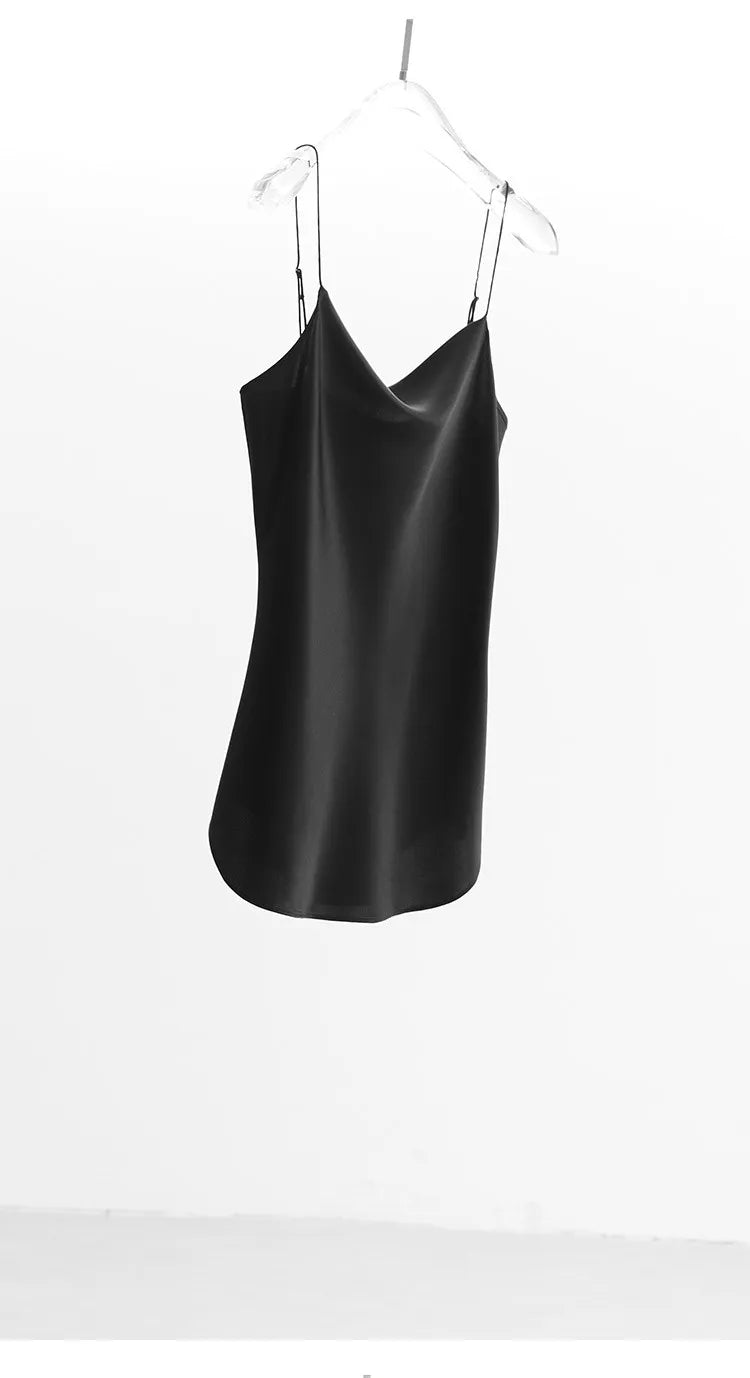 100% Mulberry Silk ~ Sleeveless Camisole ~ Bias-Cut Draped Neckline Design Tank Top