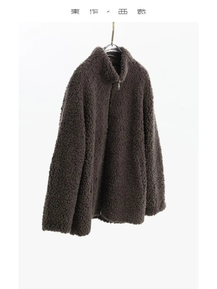 100% Wool~ Women's Looped Wool Warm Coat, Faux Fur Jacket, New Autumn/Winter 2025 Collection