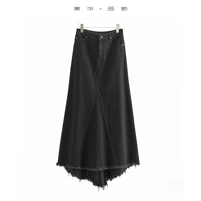Raw Edge Design~Denim Skirt, Patchwork Skirt, Women's A-Line Skirt, New Spring 2026 Style
