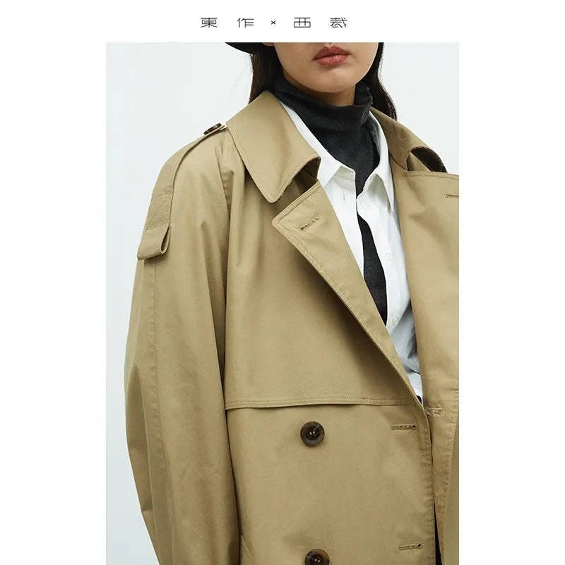 Classic Khaki Color~ Padded Thickened Trench Coat, Mid-Length British Style Jacket for Women, Fall/Winter 2025