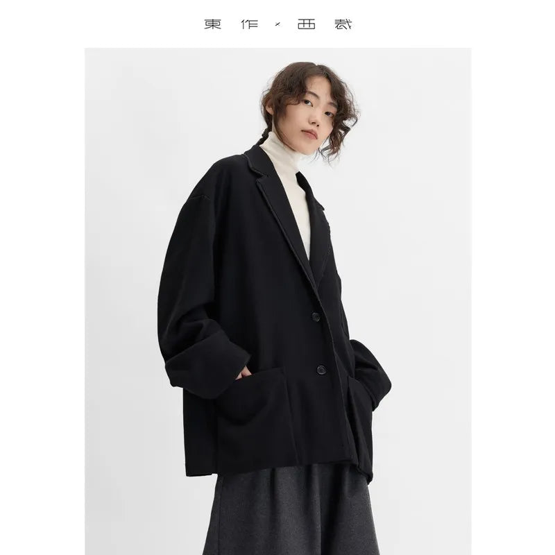 Australian Wool~Woolen Coat, Lightweight Lapel Collar, Straight Silhouette Blazer, Women's New Winter Style