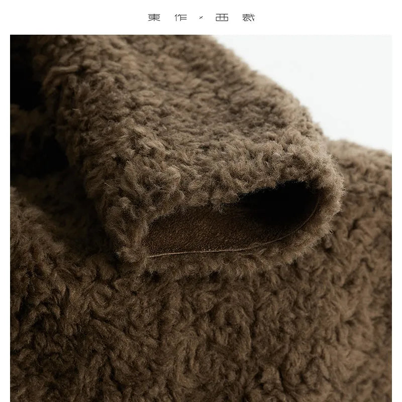 100% Wool~ Women's Looped Wool Warm Coat, Faux Fur Jacket, New Autumn/Winter 2025 Collection