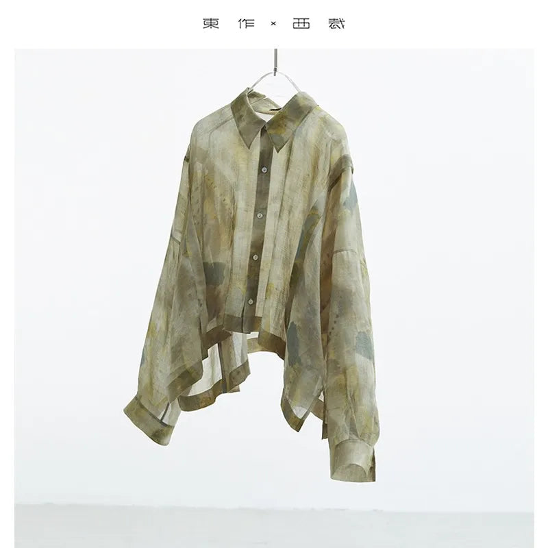 Designer Style~Bohemian Style Shirt 100% Ramie Shirt Women's Sun Protection Clothing New Summer Style