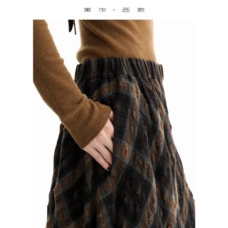 Retro British-Style Skirt~ Wool Plaid Bud Skirt, Versatile Skirt for Autumn and Winter, 2025 Autumn and Winter New Style
