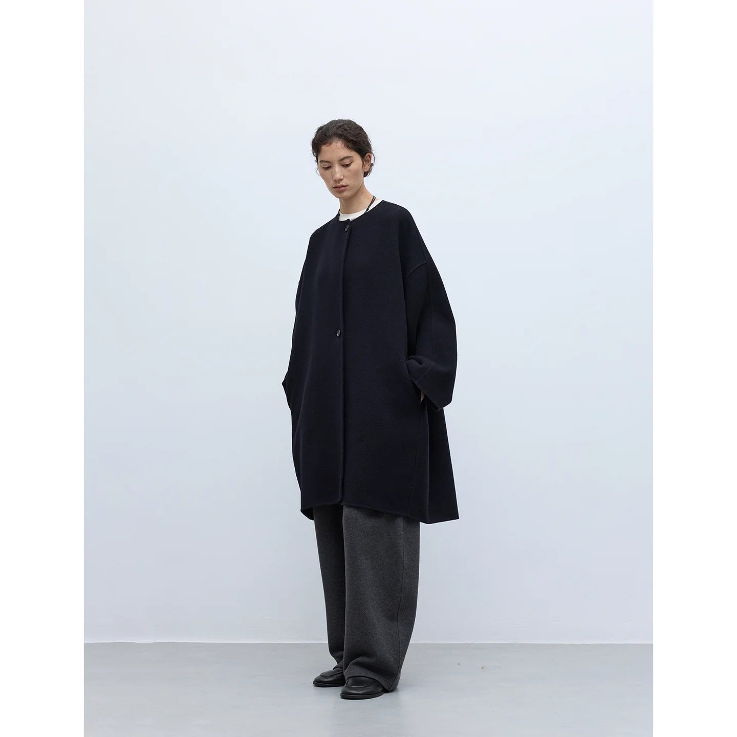 Handmade Double-Sided Woolen Coat~ 100% Wool Women's Round-Neck Loose Mid-Length Coat for Winter