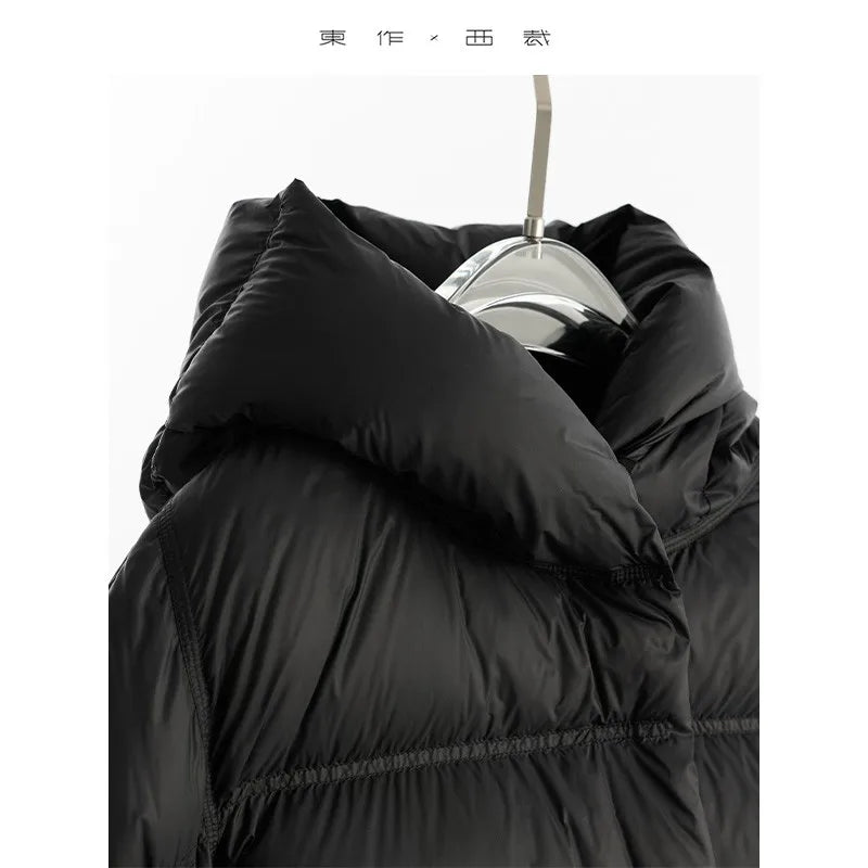 90 White Goose Down~Hooded down Jacket for Women, Short Coat, Oversized, Thickened, Warm Winter Wear