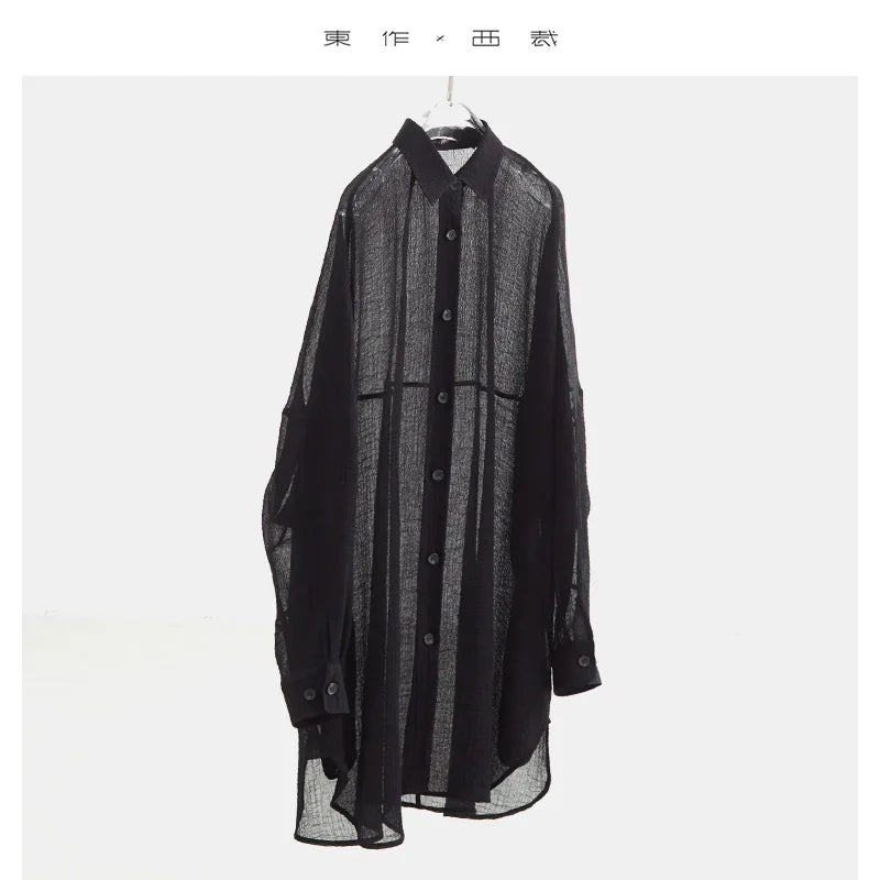 2025 Spring/Summer New Women's Brightening Summer Vibrant Orange Sunscreen Shirt Versatile Silk-Linen Printed Comfortable Outerwear Long Shirt