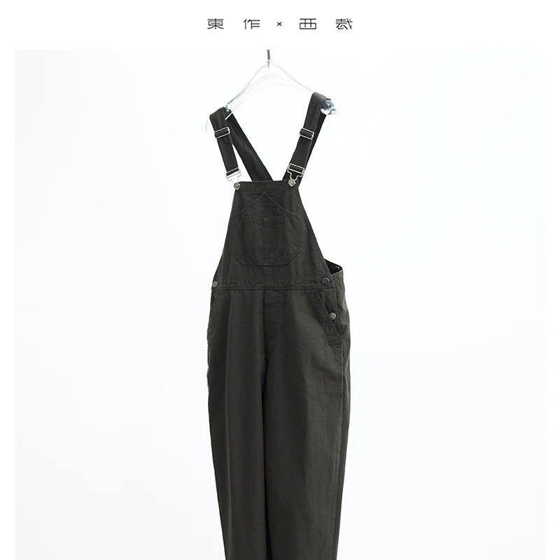 Age-Reducing Lazy Style~ Women's All-Cotton Denim Overalls, Loose Fit, Slimming Straight-Leg Jumpsuit, New for Autumn/Winter 2025