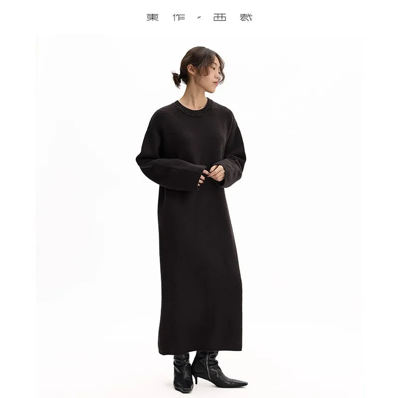 Specially Designed for Winter ~ Mid-Length Wool Dress with 5% Cashmere, New Model for 2025