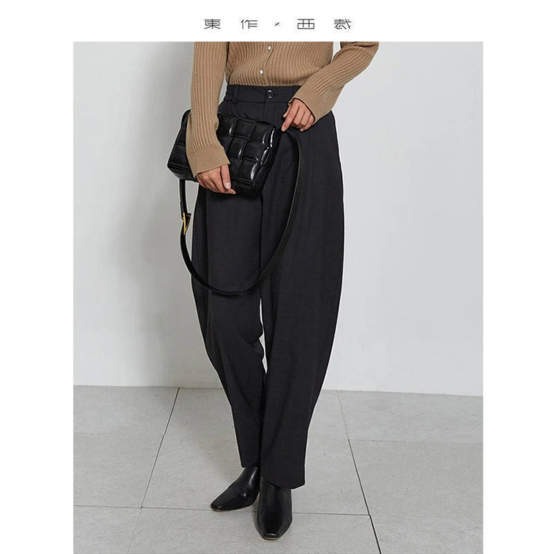100% Fine Wool Suit Pants, Loose and Versatile Casual Trousers for Petite Individuals, New Product for 2026