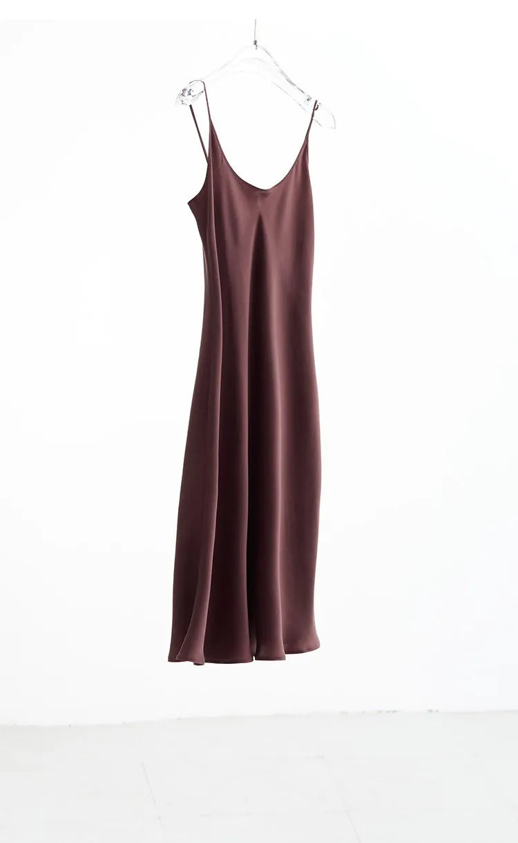 Elegant Woman~French-Style 100% Silk Suspender Dress for Women, Mulberry Silk Fishtail Dress