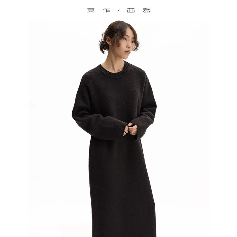 Specially Designed for Winter ~ Mid-Length Wool Dress with 5% Cashmere, New Model for 2025