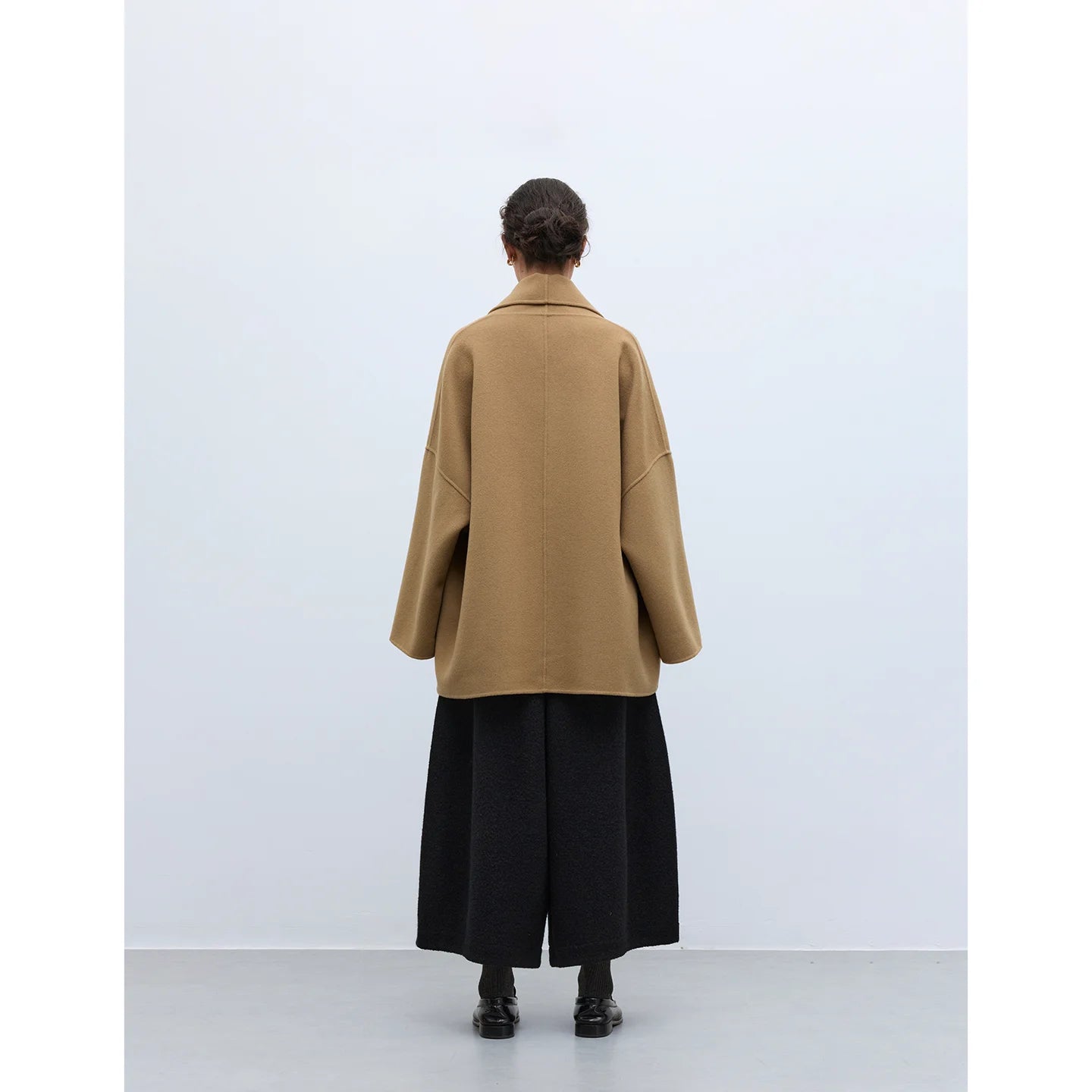90% Wool 10% Cashmere Double-Sided Woolen Coat for Women 2025 New Style Oversized Open-Front Short Woolen Coat