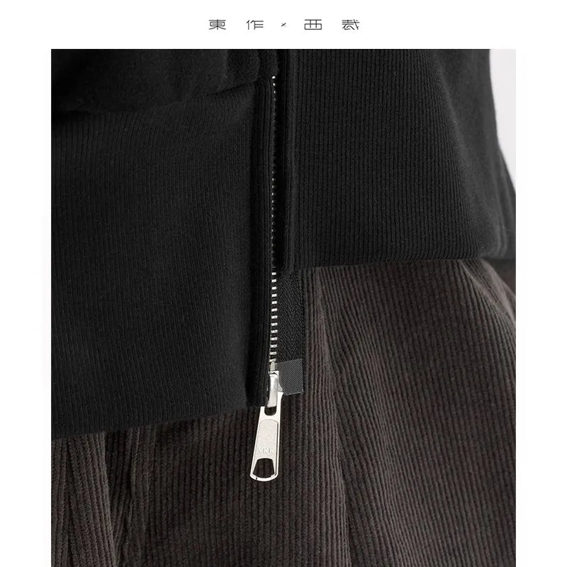 Irregular Sweatshirt ~ Black Hooded Sweatshirt Women's Jacket, All-Cotton, Loose, Casual, Slimming, New Autumn Style