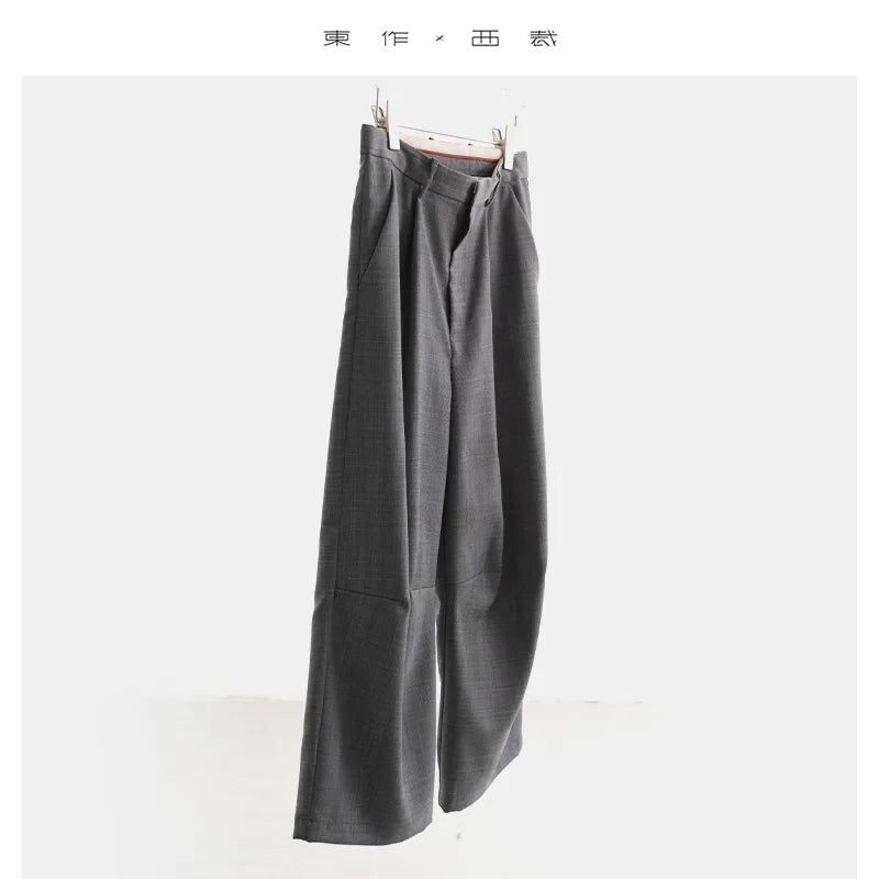 Designer Style~ High-Quality Fine-Spun Wool Blend Lightweight Breathable Cropped Pants, Wear-Resistant, Wrinkle-Resistant, Low-Waist Versatile Pants, 2025 Autumn/Winter New Model