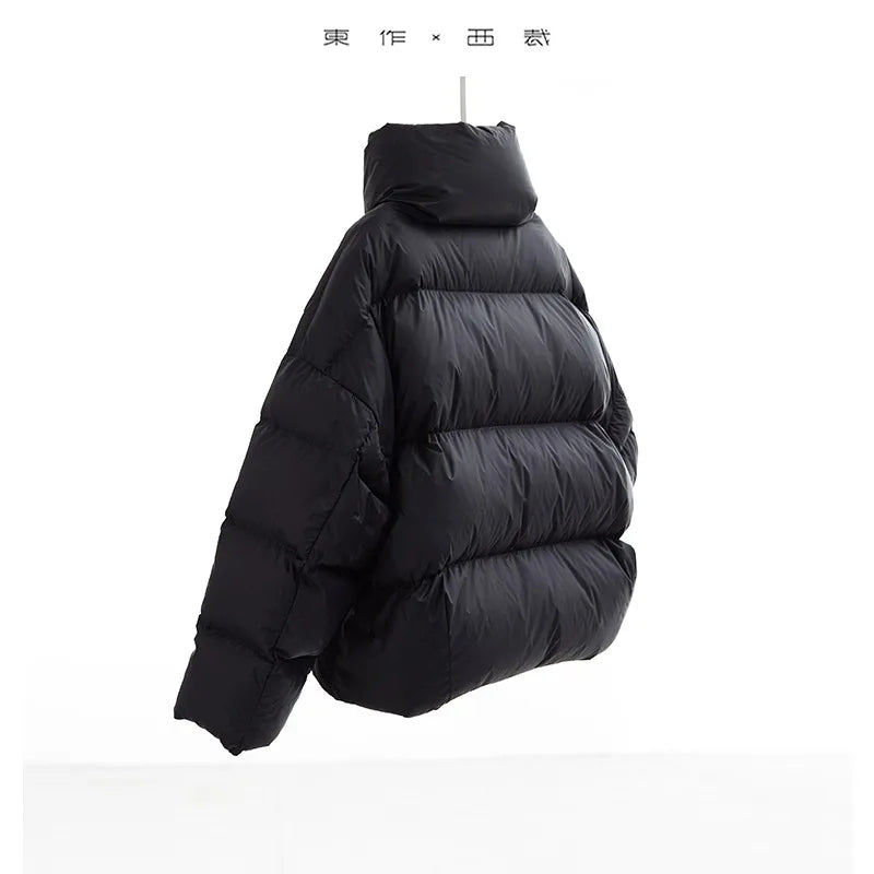 Goose down 160g~ Magnetic Buckle Winter New Style Black Short down Jacket for Women, Lightweight Thick Coat for Petite Sizes