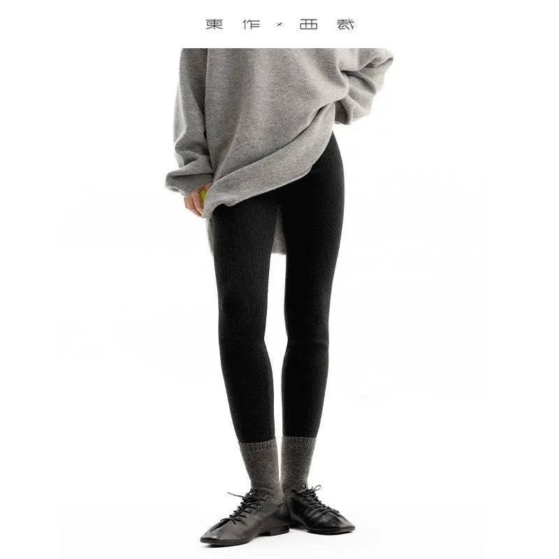 100% Wool Leggings ~ Non-Slip, Slimming, Warm Pants, Versatile for Everyday Wear, Thickened Autumn and Winter Style Women's Leggings