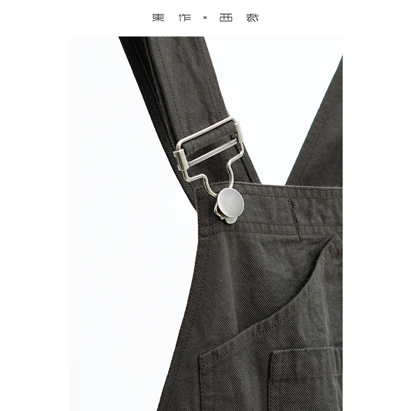 Age-Reducing Lazy Style~ Women's All-Cotton Denim Overalls, Loose Fit, Slimming Straight-Leg Jumpsuit, New for Autumn/Winter 2025