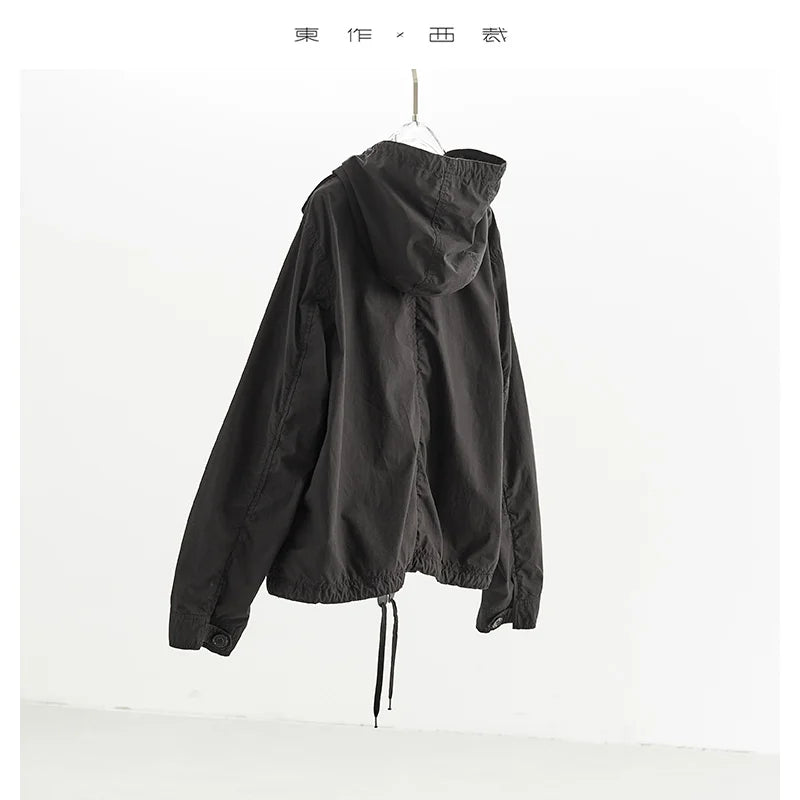 Classic Designer Style~ Workwear Jacket with Loose Hem, Drawstring, Flap Pocket Design, Short Casual Top, New for Autumn/Winter 2025