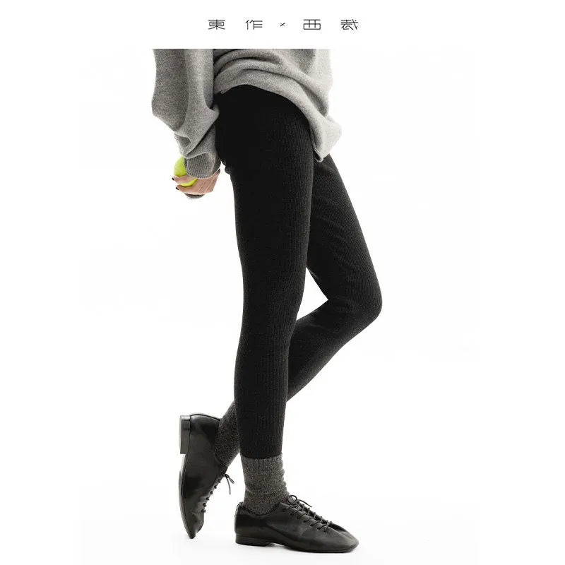 100% Wool Leggings ~ Non-Slip, Slimming, Warm Pants, Versatile for Everyday Wear, Thickened Autumn and Winter Style Women's Leggings